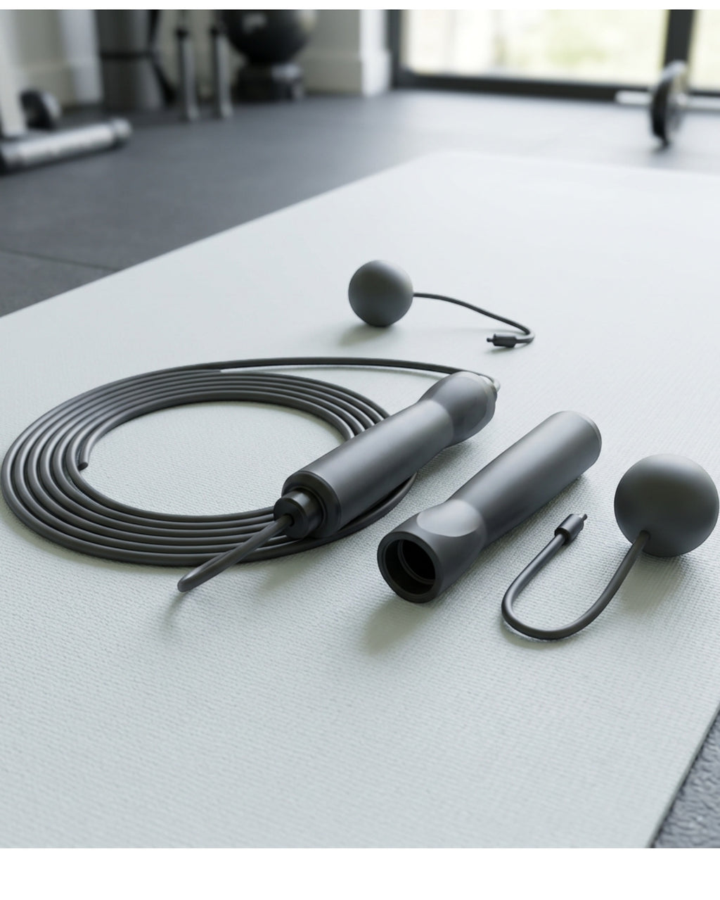 Faeno Convertible Cord and Cordless Jump Rope Set Charcoal - Lifestyle view