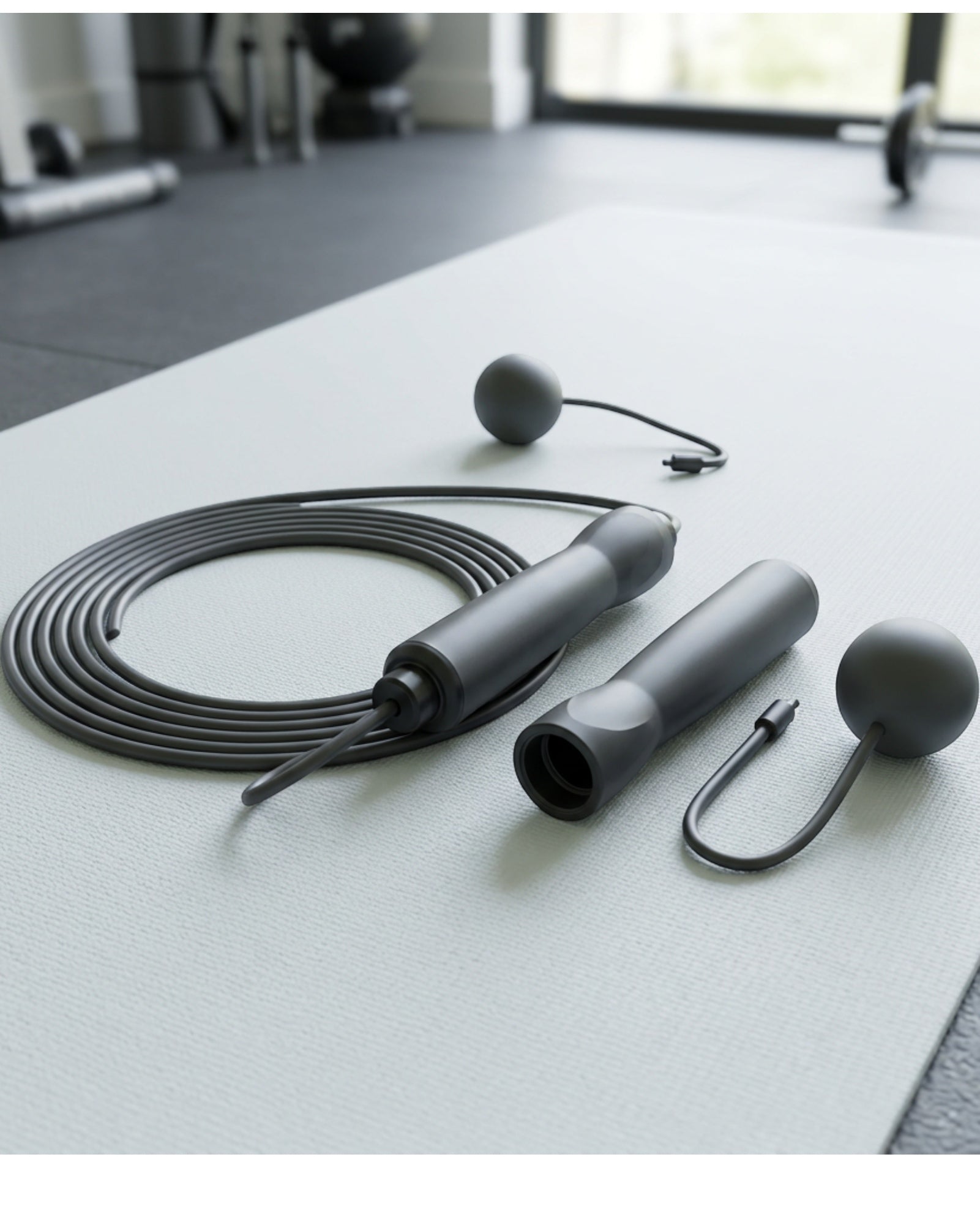 Faeno Convertible Cord and Cordless Jump Rope Set Charcoal - Lifestyle view
